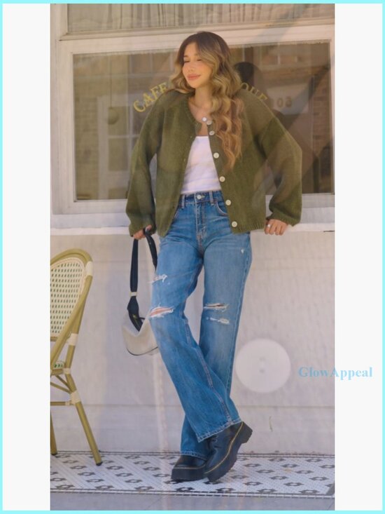 Oversized Chunky Knit Button Down Cardigan Sweater Long Sleeve - Picture 6 of 6